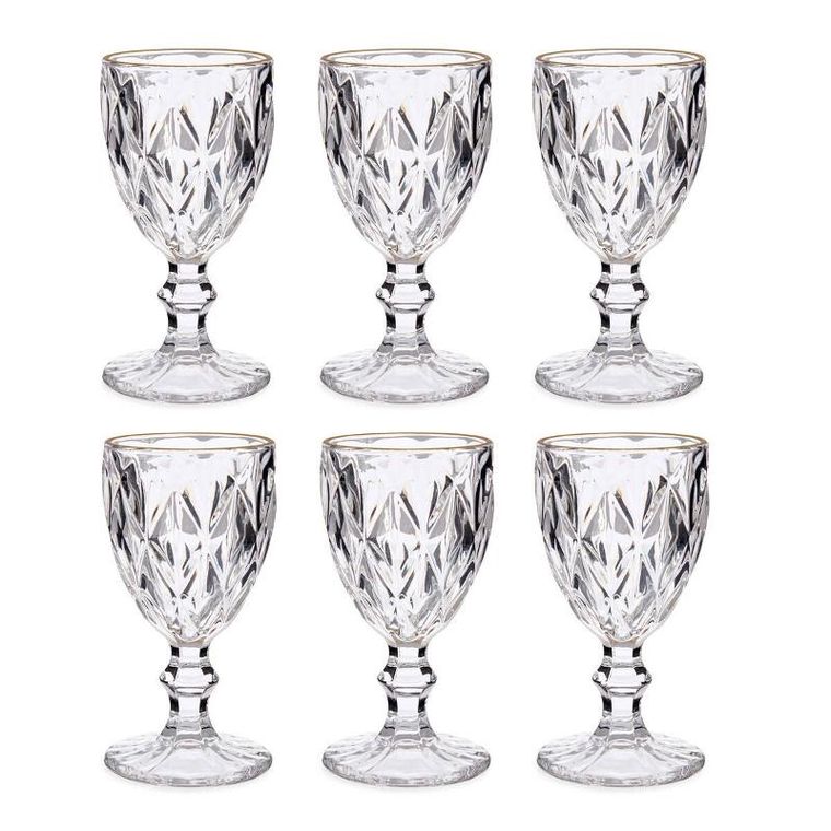 Vivalto, kieliszek do wody ze złotą obwódką, 254 ml, 6 szt.