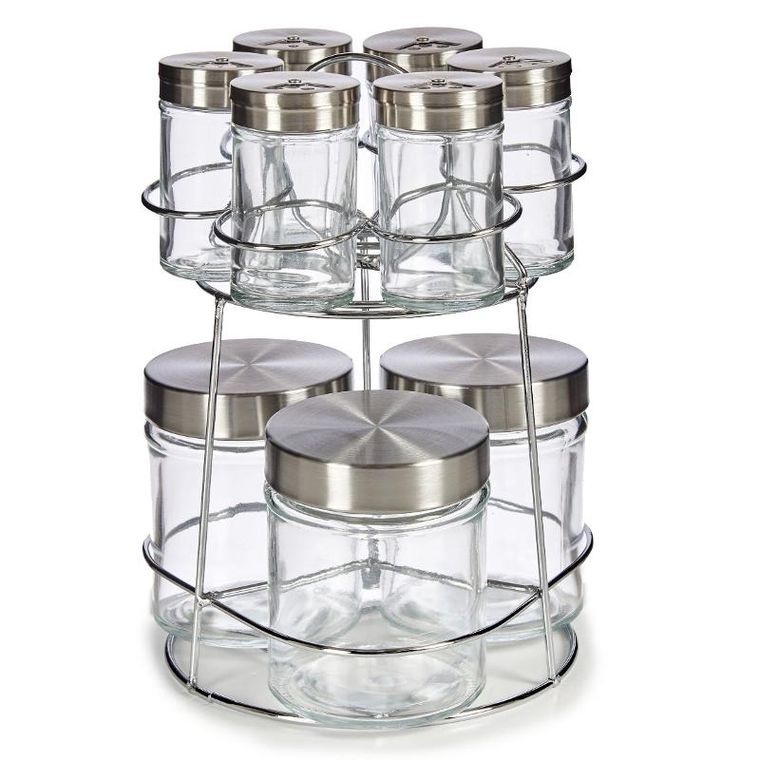 Vivalto, Nivan, pojemniczki na przyprawy na metalowym stojaku, 9 słoiczków