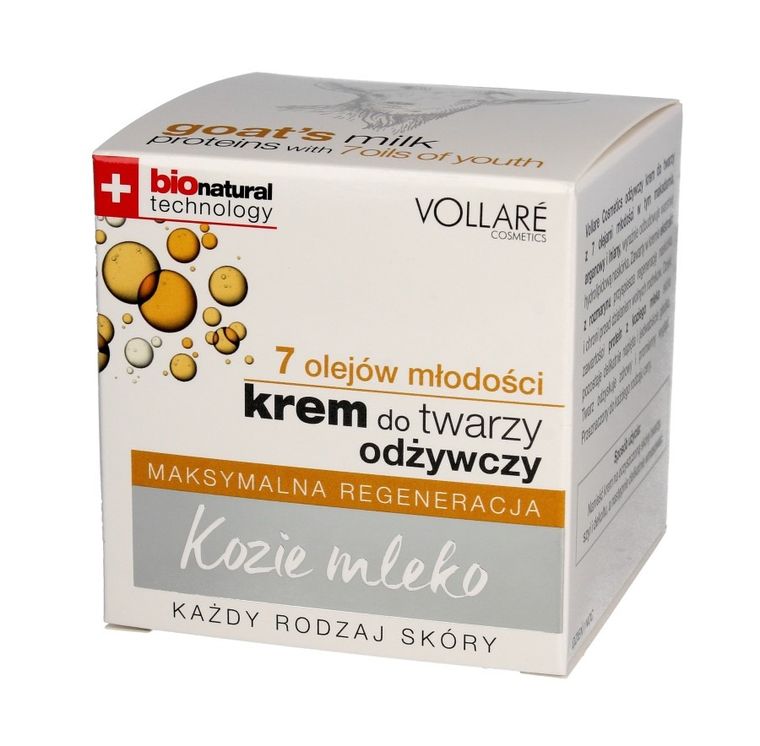 Vollare, Kozie mleko, krem do twarzy odżywczy na dzień i noc, 50 ml
