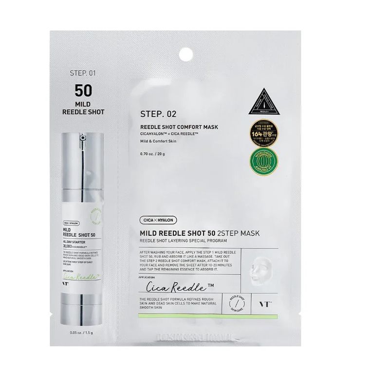 VT Cosmetics, Reedle Shot 50 2Step Mask, dwuetapowy zabieg z technologią mikroigieł, 21.5g