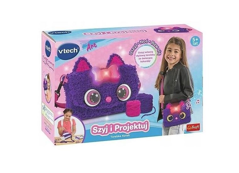 Vtech, szyj i projektuj, torebka do uszycia, kotek