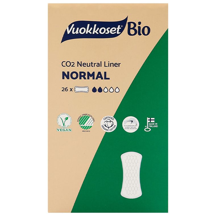 Vuokkoset, 100% BIO, wkładki higieniczne, normal, 26 szt.