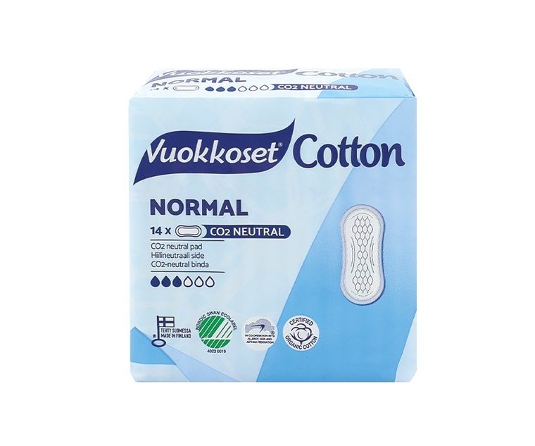 Vuokkoset, Cotton, podpaski bez skrzydełek, Normal Sensitive, 14 szt.