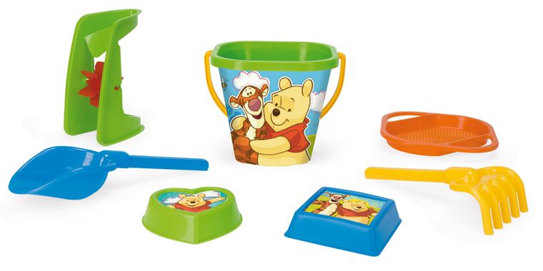 Wader, Kubuś Puchatek, zestaw do piasku, wiaderko z akcesoriami, 7 elementów