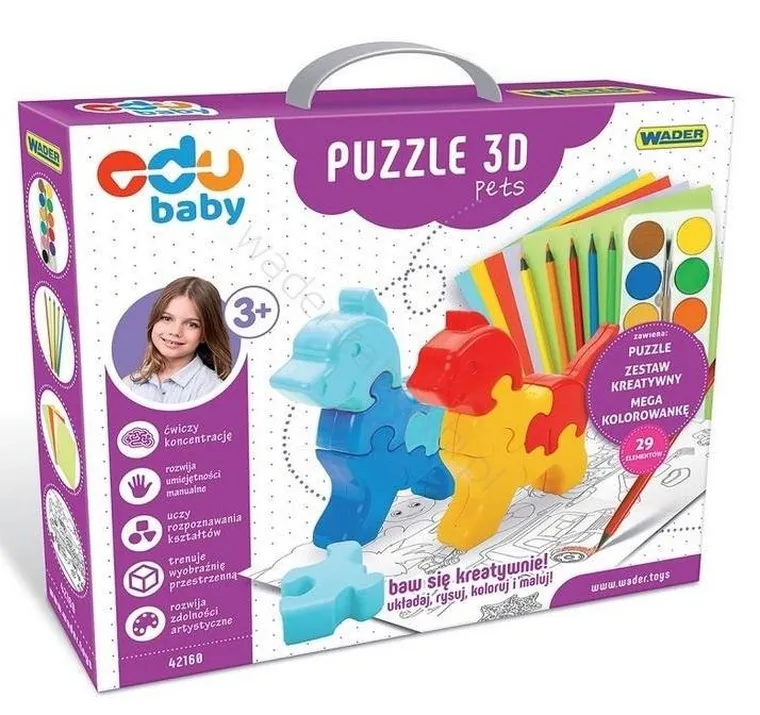 Wader, Zoo pets, puzzle 3D, zestaw kreatywny