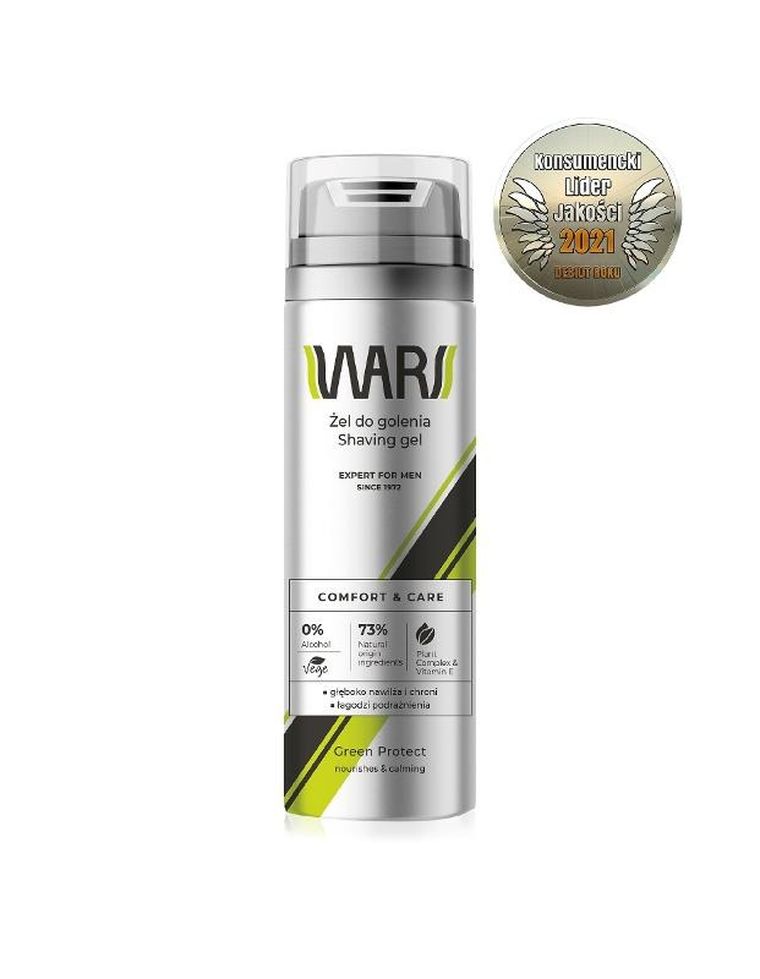 WARS, Expert For Men, Comfort & Care, żel do golenia, Plant Complex & Vitamin E, 200 ml