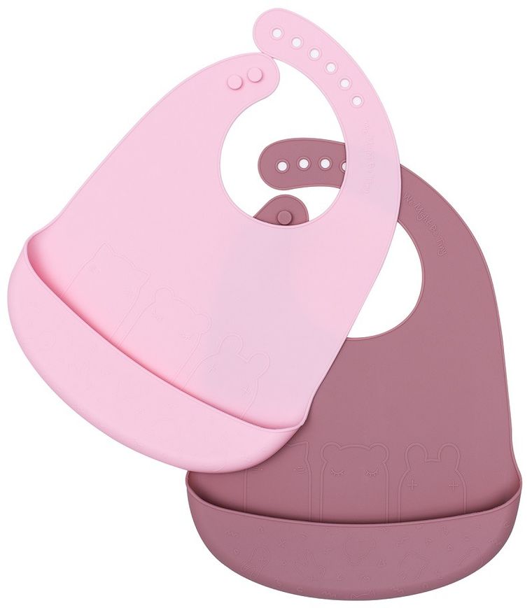 We Might Be Tiny, zestaw śliniaków silikonowych z kieszonką, różowy