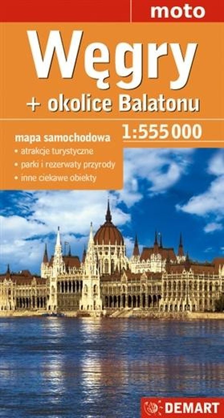 Węgry + okolice Balatonu. Mapa samochodowa. 1:555 000