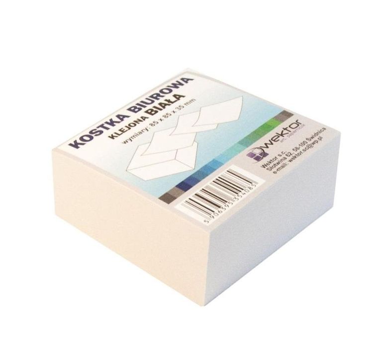 Wektor, karteczki samoprzylepne, kostka, białe, 85-85 mm