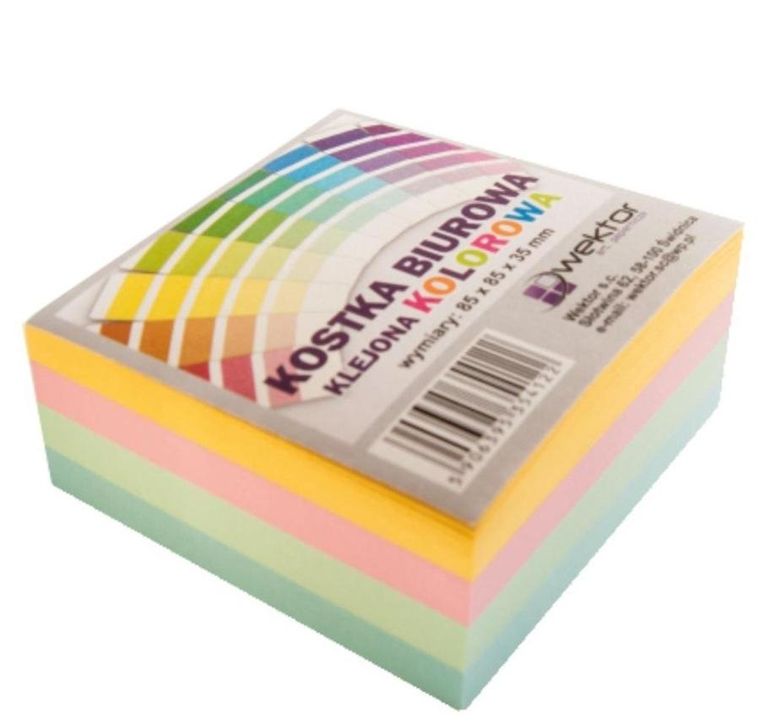 Wektor, karteczki samoprzylepne, kostka, kolorowe, 85-85 mm