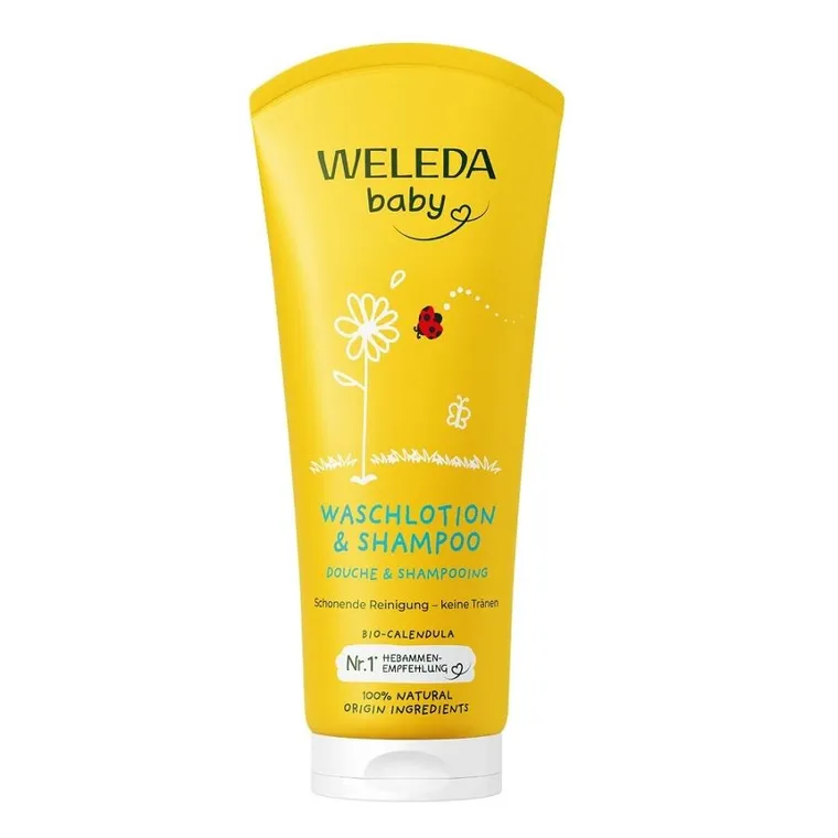 Weleda, Baby, szampon i płyn do mycia ciała z nagietkiem lekarskim, 200 ml