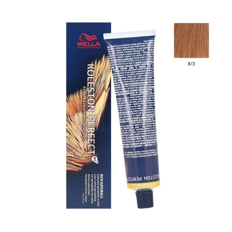 Wella Professionals, Koleston Perfect Me+, farba do włosów, nr 8/3, 60 ml