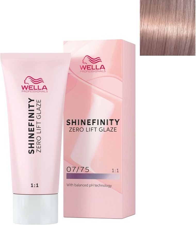 Wella Professionals, Shinefinity Zero Lift Glaze, krem koloryzujący półtrwały, 60 ml, 07/75