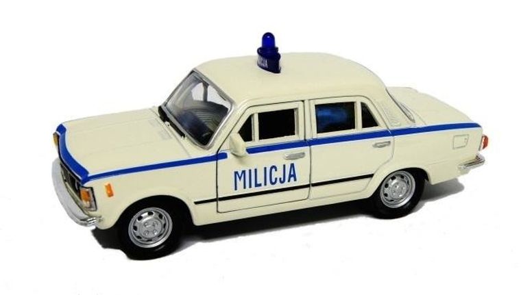 Welly, Fiat 125p, Milicja, pojazd, biały, 1:39