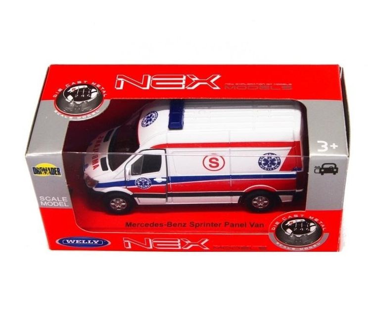 Welly, Mercedes Sprinter, Pogotowie, pojazd, biały, 1:34