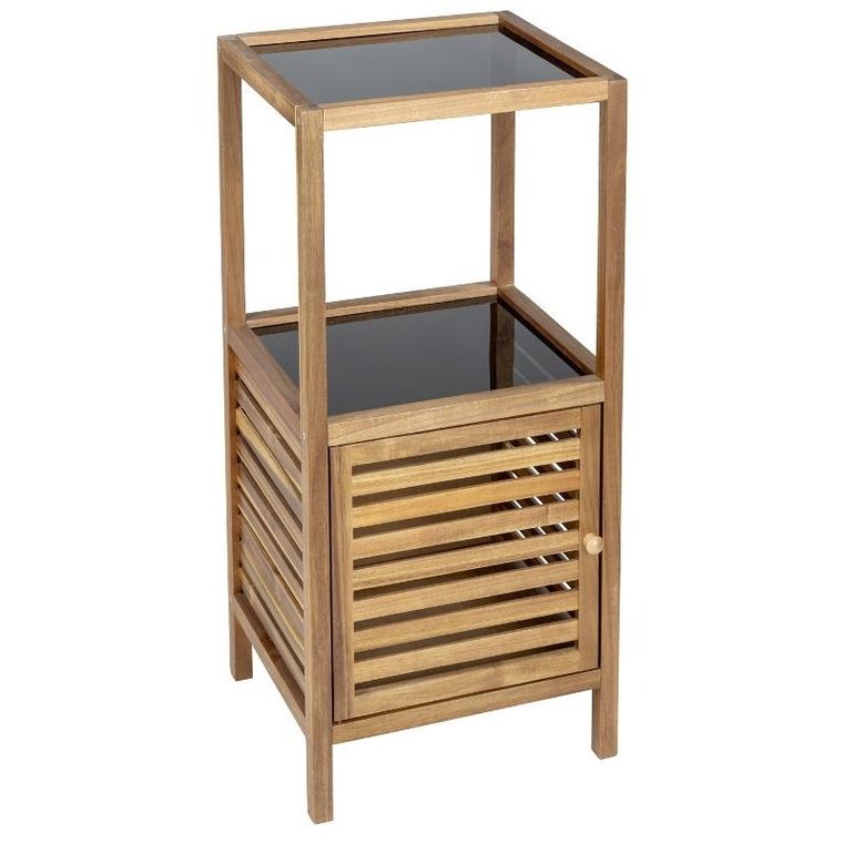 Wenko, Fondi, regał łazienkowy słupek z drewna akacji, 86 cm