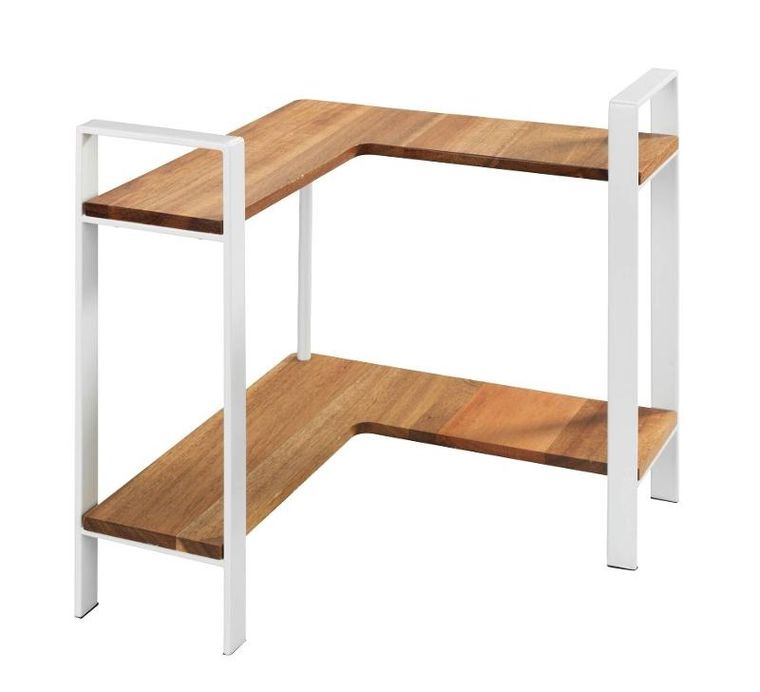 Wenko, Louisa, narożna, dwupoziomowa półka kuchenna na blat, drewno akacji