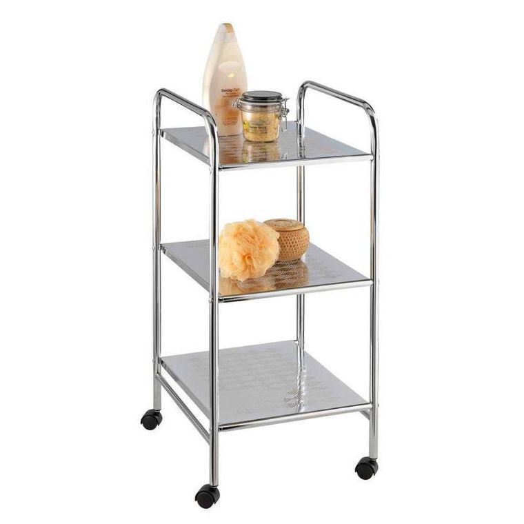 Wenko, regał łazienkowy na kółkach z trzema półkami, stal, 32-71-36.5 cm