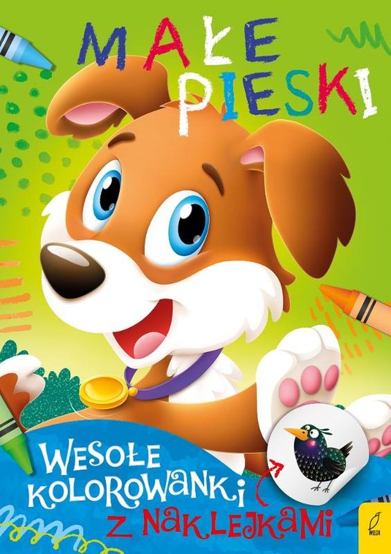 Wesołe kolorowanki z naklejkami. Małe pieski