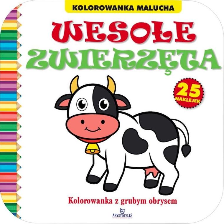 Wesołe zwierzęta. Kolorowanka z grubym obrysem