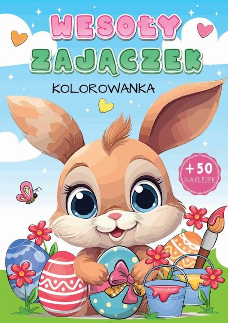 Wesoły zajączek. Kolorowanka