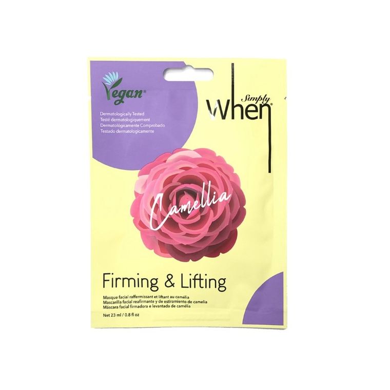 When, Simply, maska na twarz w płacie, ujędrniająco-liftingująca, camellia, 23 ml