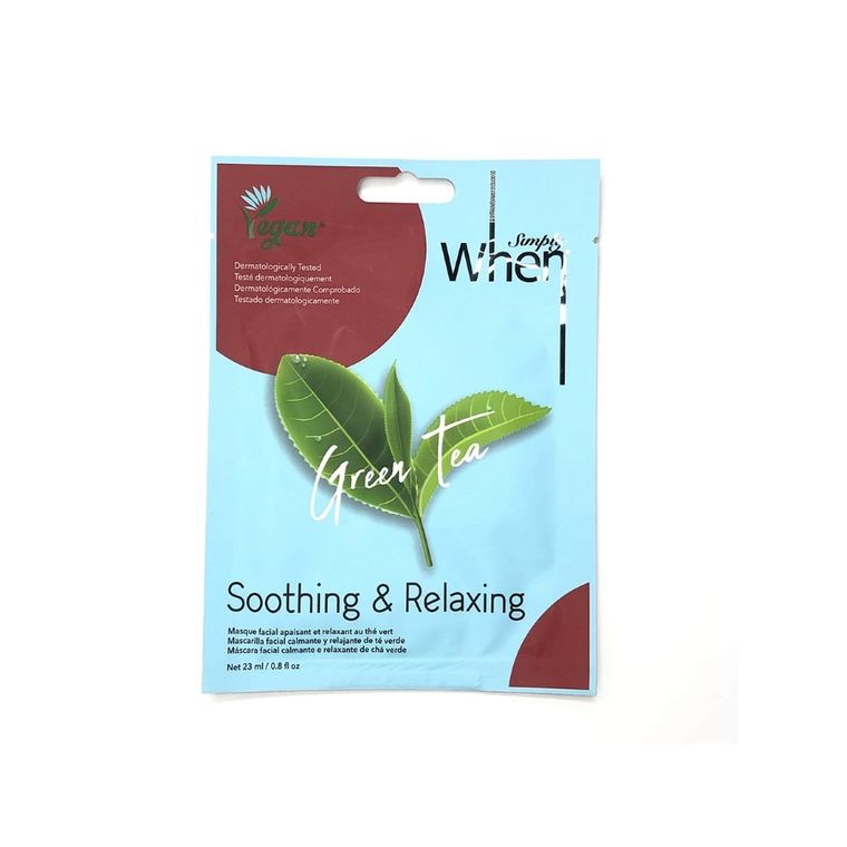 When, Vege maska na twarz w płacie, Green Tea, Soothing & Relaxing, 23 ml