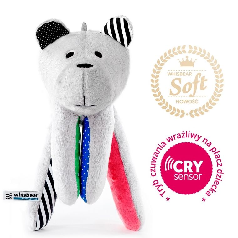 Whisbear - Szumiący Miś Soft z funkcją CRYsensor, arbuz, zabawka uspokajająca