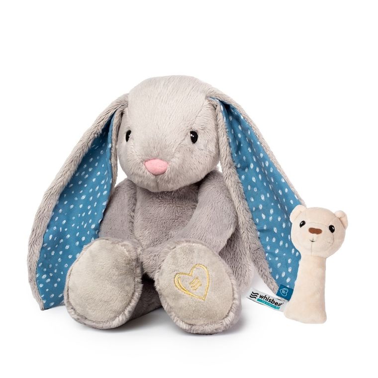 Whisbear - Szumiący Miś, szumiący Króliś Felek z funkcją CRYsensor i grzechotką, szary