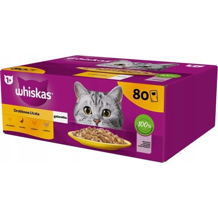 Whiskas, Drobiowa Uczta w galaretce, 85g, 80 szt.
