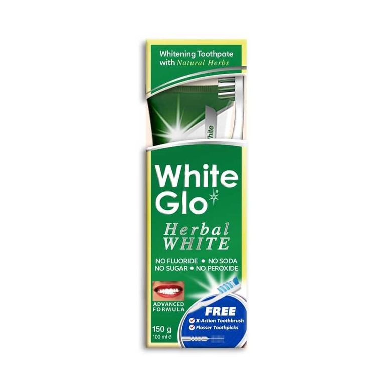 White Glo, Herbal White Toothpaste, wybielająca ziołowa pasta do zębów, 100 ml + szczoteczka do zębów