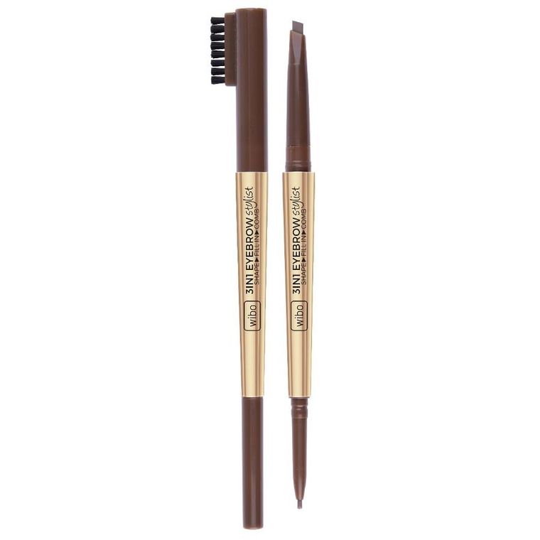 Wibo, 3in1 Eyebrow Stylist, kredka do brwi z grzebykiem, nr 1, Soft Brown