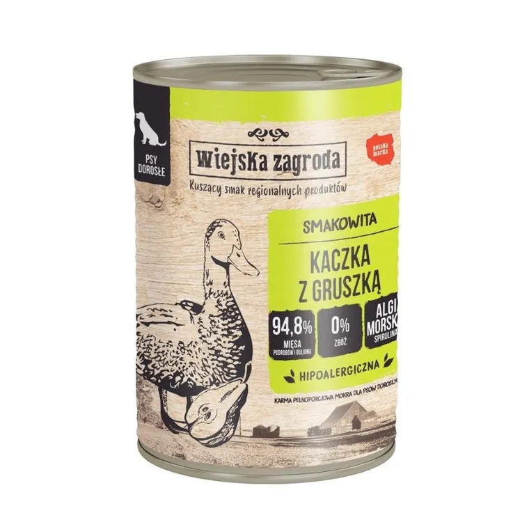 Wiejska Zagroda, Kaczka z gruszką, mokra karma dla psów, 400g
