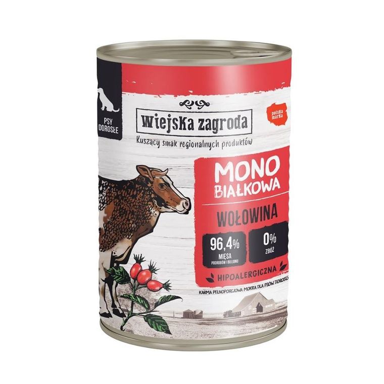 Wiejska Zagroda, Monobiałkowa, wołowina, mokra karma dla psa, 400g