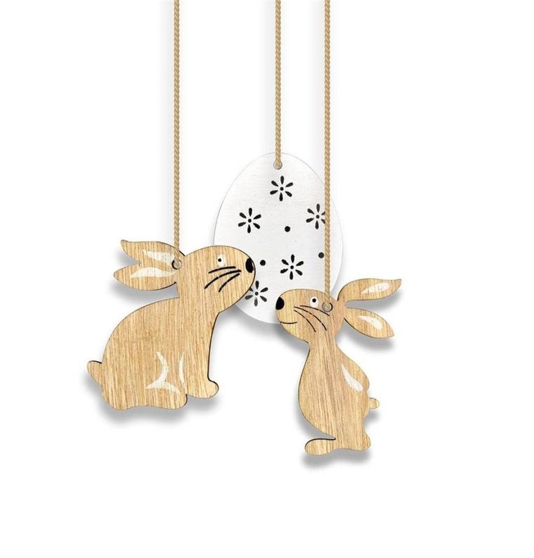 Wielkanocna drewniana zawieszka, 3 szt.