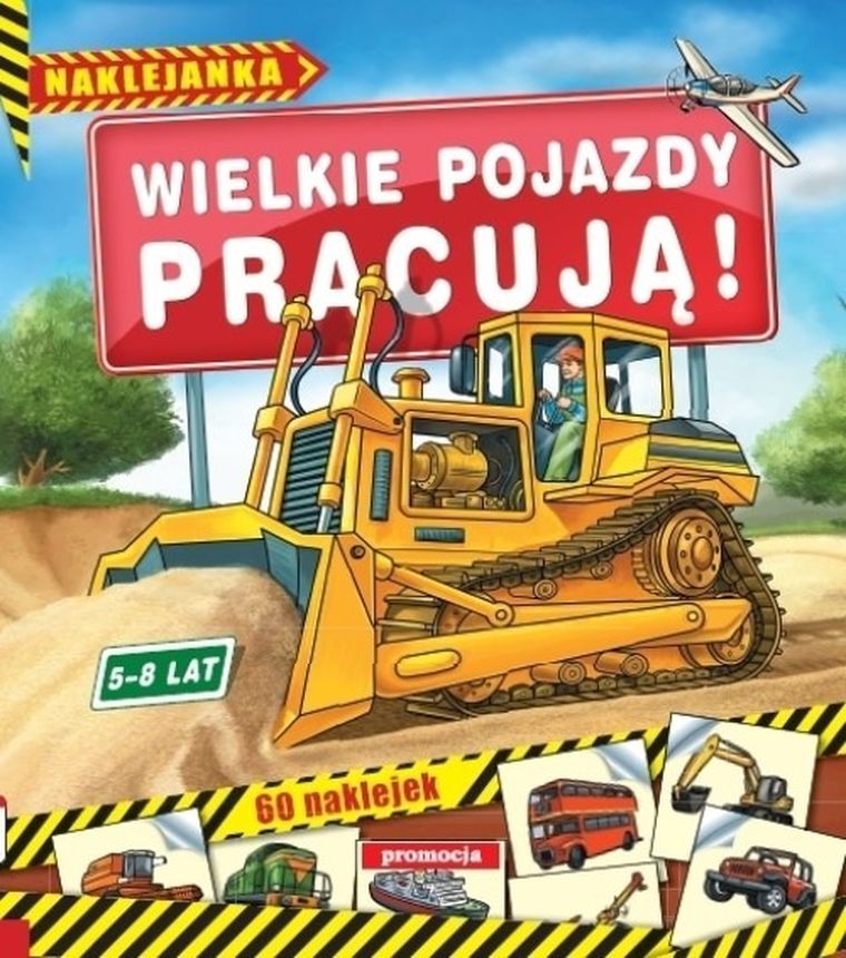 Wielkie pojazdy pracują. Naklejanka