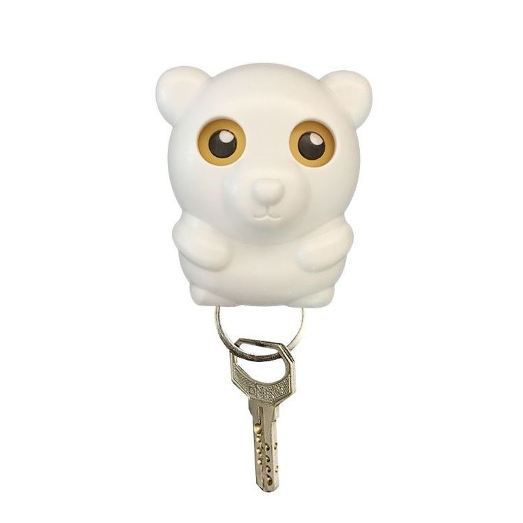Wieszak na klucze, miś, biały
