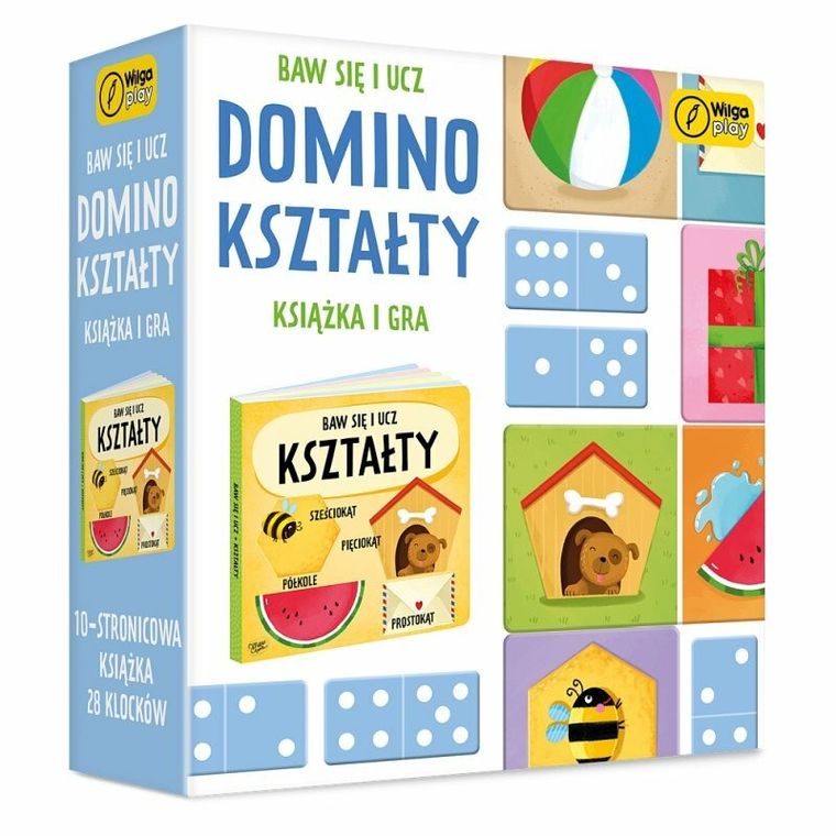 Wilga Play, Baw się i ucz, Domino, Kształty, gra edukacyjna i książka