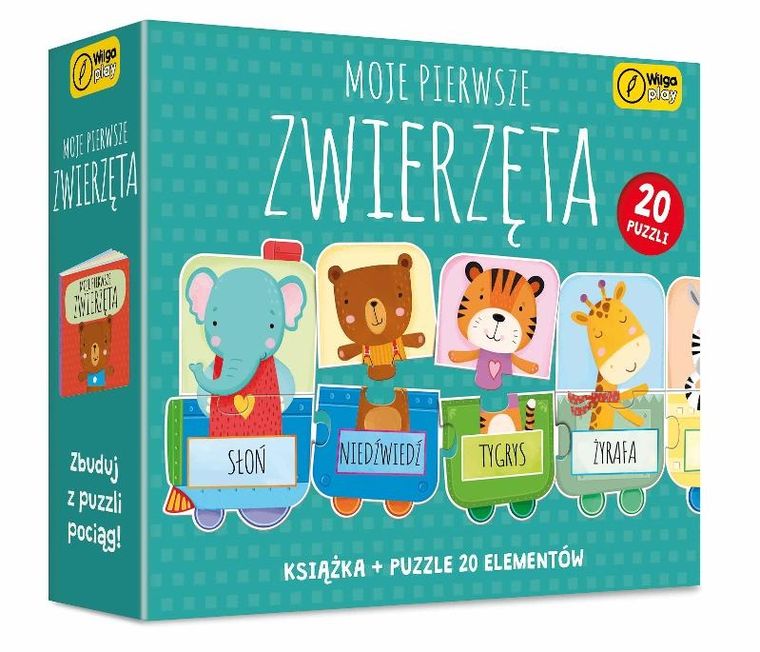 Wilga Play, Moje pierwsze zwierzęta, książka i puzzle, 20 elementów
