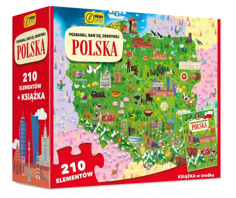 Wilga Play, Poznawaj, baw się, odkrywaj, Polska, książka i puzzle, 210 elementów