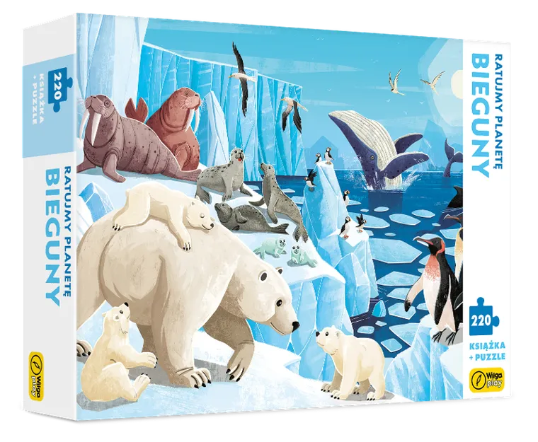 Wilga Play, Ratujmy planetę, Bieguny, książka i puzzle, 220 elementów