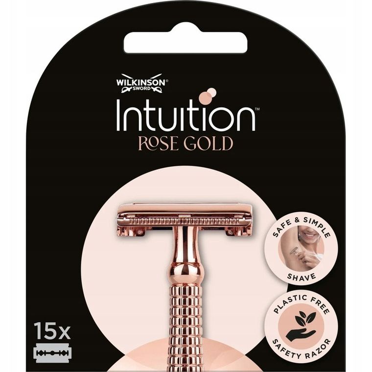 Wilkinson, Intuition Rose Gold, żyletki do klasycznej maszynki do golenia dla kobiet, 15 szt.