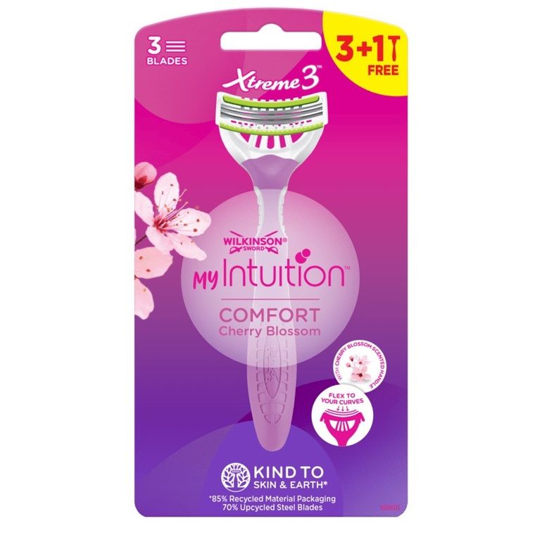 Wilkinson, My Intuition, Xtreme 3, Comfort, Cherry Blossom, jednorazowe maszynki do golenia dla kobiet, 4 szt.
