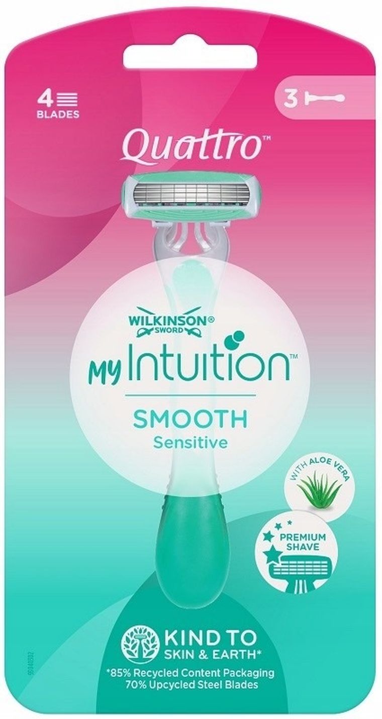 Wilkinson, Quattro For Women Sensitive, jednorazowe maszynki do golenia dla kobiet, 3 szt.