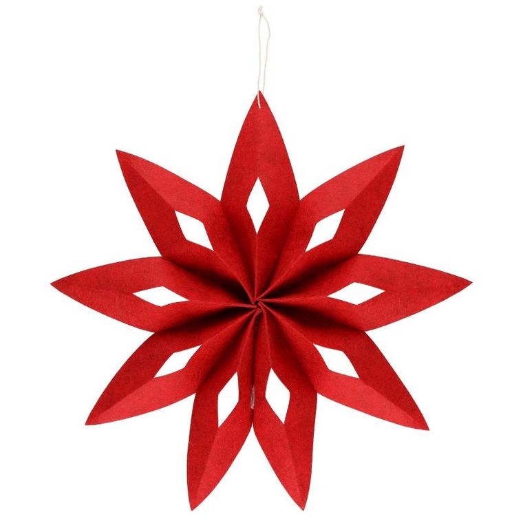 Winteria, gwiazda świąteczna z filcu, czerwona, 50 cm
