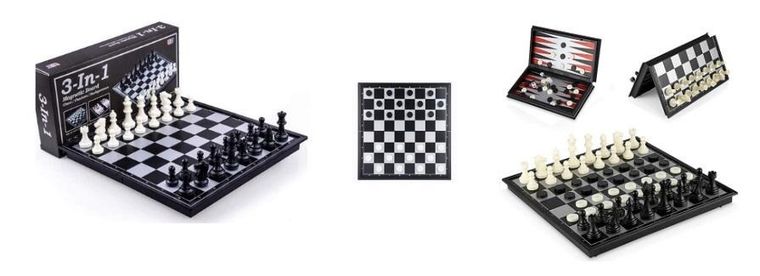 W&K, Szachy magnetyczne, gra logiczna, 3w1, 31,5-31,5-2 cm