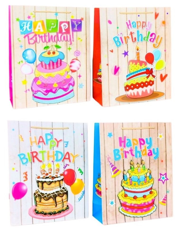 W&K, torebka prezentowa 3D, brokat, 40-30-12 cm, zestaw 4 szt.