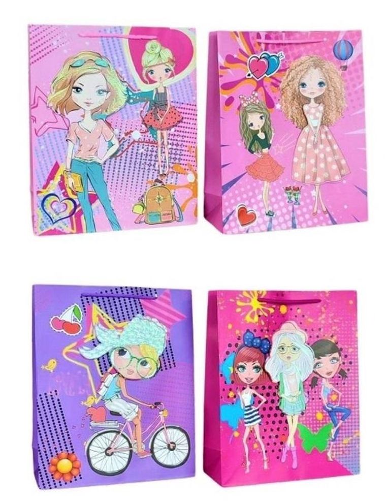 W&K, torebka prezentowa 3D, brokatowa, rozmiar L, 1 szt.