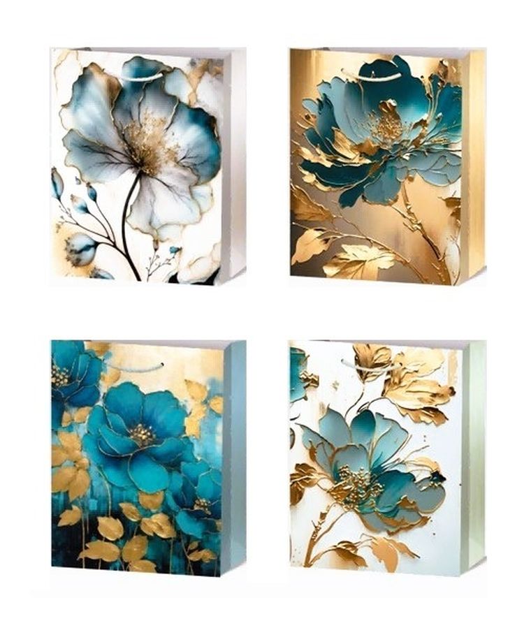 W&K, torebka prezentowa, Kwiaty, 26-32-10 cm