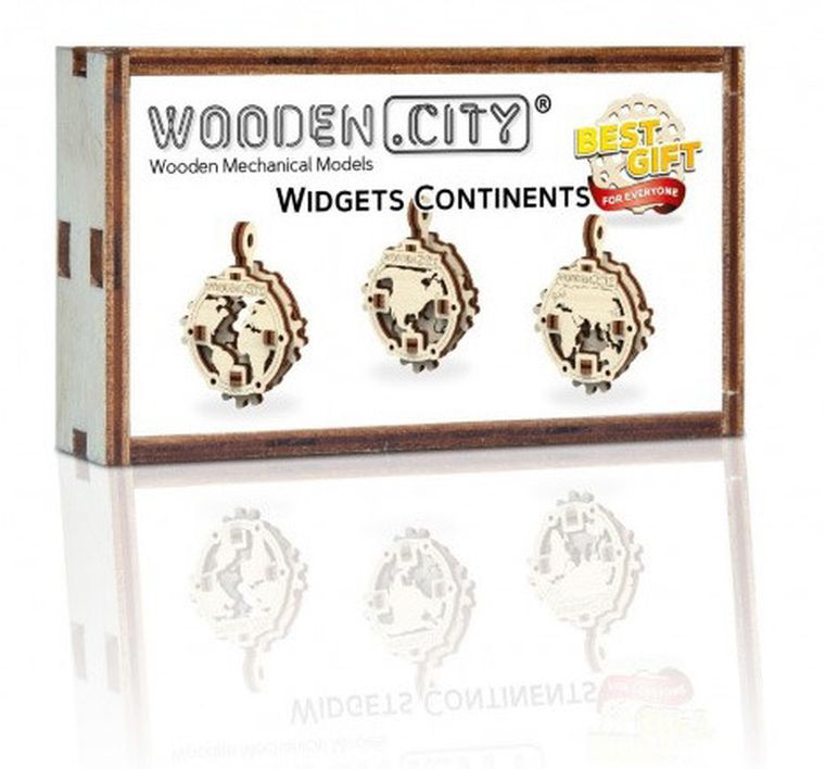 Wooden City, Widgets, kontynenty, drewniane puzzle 3D
